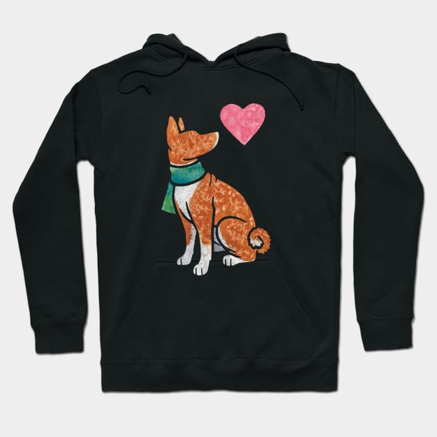 Basenji (red and white) Hoodie by animalartbyjess